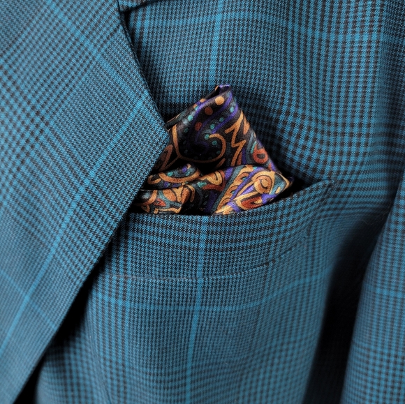 Valentino Teal Men's Double Breasted Blazer with Kerchief L - Picture 6 of 9